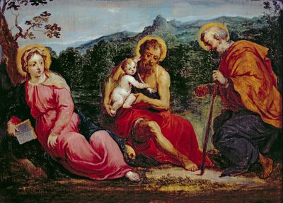 Sacra Famiglia e San Giovanni Battista, da un originale di Paris Bordone da David Teniers the Younger