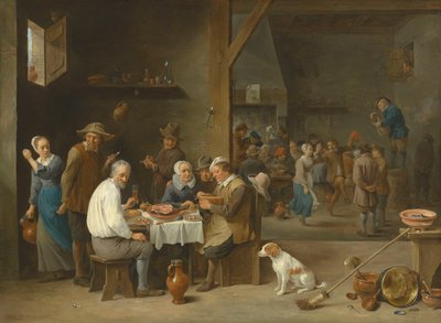 La cena a base di prosciutto da David Teniers the Younger