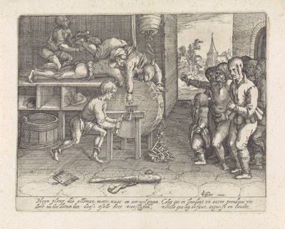 Imbroglione punito con il taglio di naso e orecchie da David Vinckboons (I) (possibly)