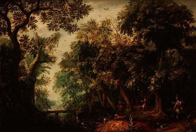 Caccia al cervo in una foresta da David Vinckboons