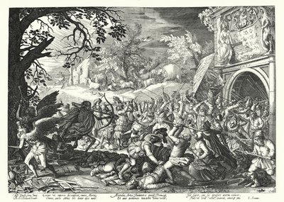 La lotta di uomini e animali contro la morte e il tempo (incisione) da David Vinckboons