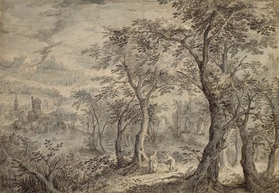 Paesaggio boscoso con la tentazione di Cristo da David Vinckboons