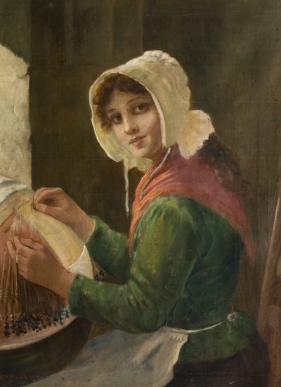Giovane donna che fa il merletto, fine XIX-inizio XX secolo da David W. Haddon