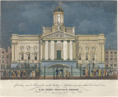 Illuminazione del Municipio di Rotterdam in occasione della visita di S.M. il nostro amato re il 3 luglio 1837 da David Welle