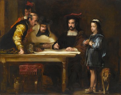 Cristoforo Colombo nel Convento di La Rábida spiega il suo viaggio previsto da David Wilkie