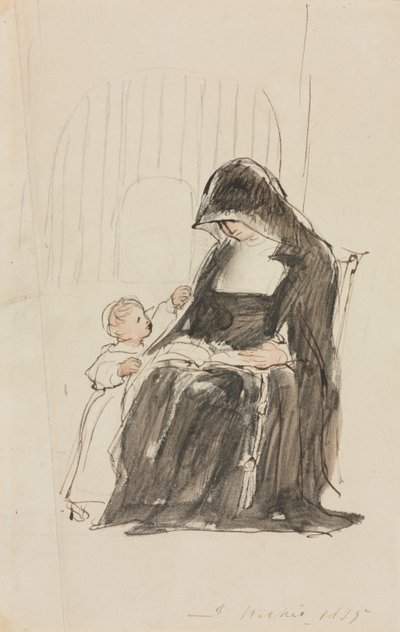 Suora che legge a un bambino, 1835 da David Wilkie