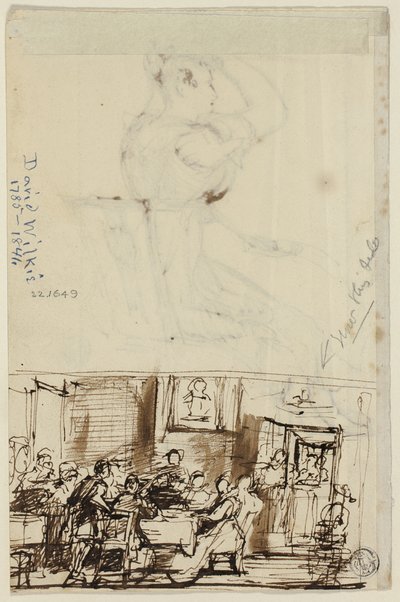 Persone a un tavolo (recto), e studio per Toilette del cottage (verso) da David Wilkie