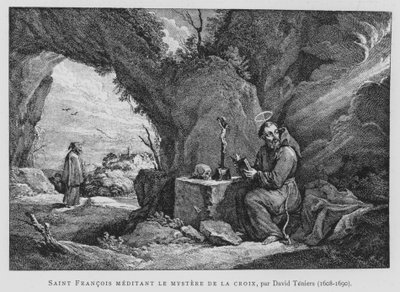San Francesco medita sul mistero della Croce da David the Younger (after) Teniers