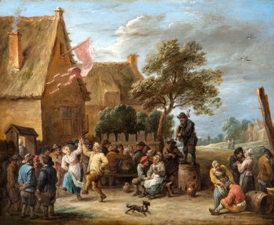 Una festa di paese in una locanda di campagna da David Teniers the Younger