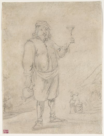 Contadino che alza un bicchiere di vino, c.1644 da David Teniers the Younger