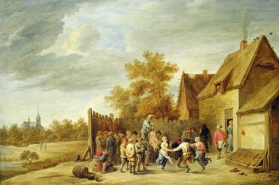 Contadini che Ballano fuori da una Locanda da David Teniers the Younger