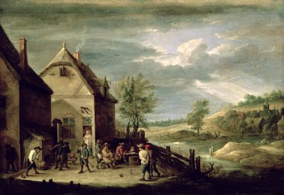 Contadini che giocano a bocce da David Teniers the Younger