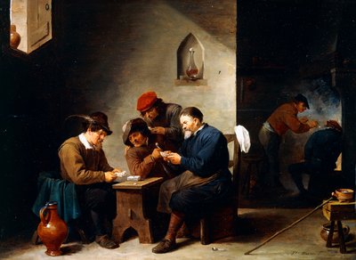 Contadini che giocano a carte in un cottage, c.1644-45 da David Teniers the Younger