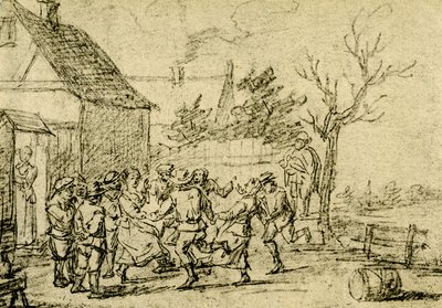 Contadini che ballano davanti a una casa da David Teniers the Younger