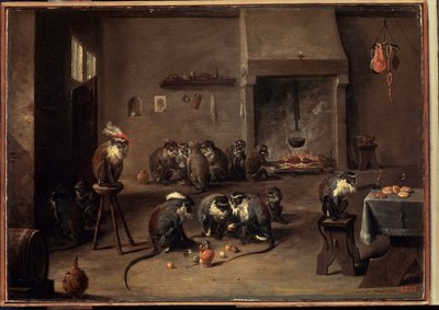 Scimmie in cucina da David Teniers the Younger