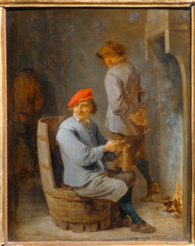 Affumicatura. Affumicatore a botte ... da David the Younger Teniers