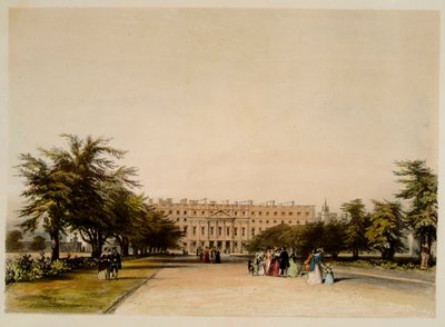Facciata est e Grande Giardino della Fontana, Hampton Court da David the younger Cox
