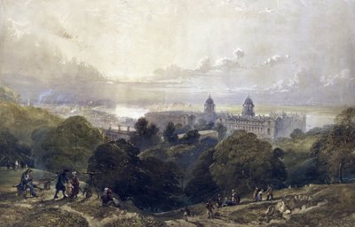 Veduta di Greenwich (Inghilterra), una sera d