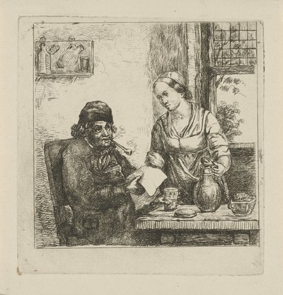 Interno con uomo e donna da David van der Kellen