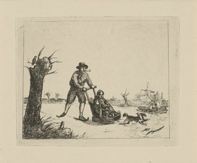 Paesaggio invernale con pattinatore da David van der Kellen