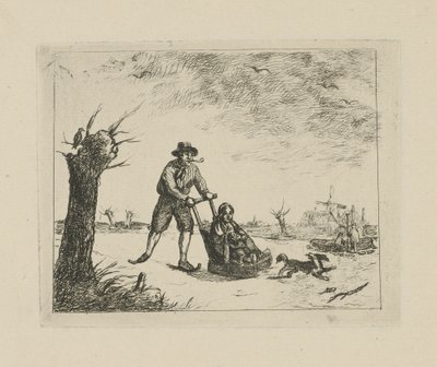 Paesaggio invernale con pattinatore da David van der Kellen