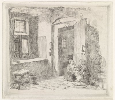 Interno con porta aperta da David van der Kellen