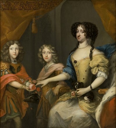 Anna Sofia, principessa di Danimarca, elettrice di Sassonia, con i suoi figli Johann Georg e Friedrich August, c.1680 da David von Krafft