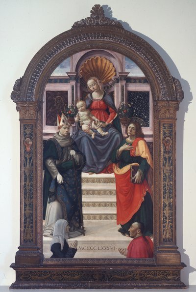 La Madonna con Bambino e San Luigi di Tolosa, Giovanni Evangelista e donatori da Davide Ghirlandaio