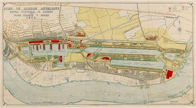 Royal Victoria e Albert e King George V Docks 1934 da Day & Son Vincent Brooks