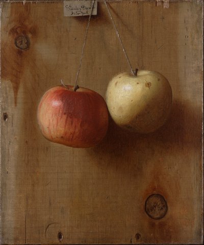 Due mele appese da De Scott Evans