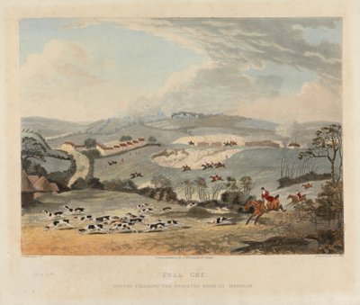 [Caccia alla Volpe] set di quattro: (3) Corsa Completa / Cani che Attraversano la Strada di Brighton a Mersham da Dean Wolstenholme