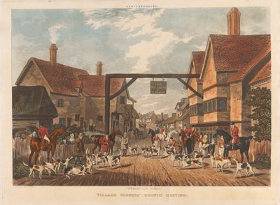[Caccia alla volpe] set di quattro: Hertfordshire. 1. (Whitewell vicino a Welwyn) / Scenari di villaggio - Incontro dei segugi da Dean Wolstenholme