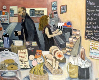 Ana Bananas Cafe 2019 (acrilico su tela) da Deborah Eve Alastra
