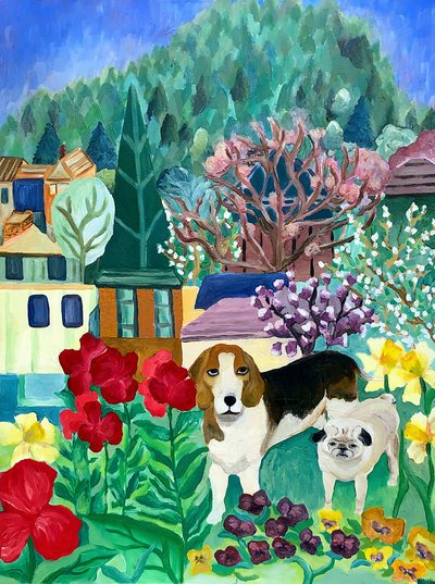Cani da cortile, 2013 (acrilico su tela) da Deborah Eve Alastra