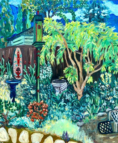 Veduta del giardino, 2020 (olio su tela) da Deborah Eve Alastra