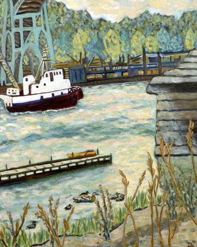 Sotto il ponte di San Giovanni, 2019 (acrilico su tela) da Deborah Eve Alastra
