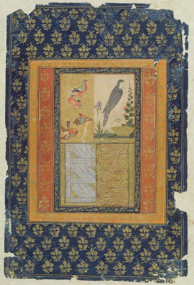 Studio di uccelli e calligrafia, Golconda, Andhra Pradesh, 1570 da Deccani School