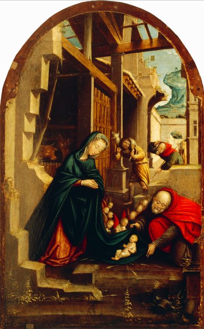 Natività con angeli adoranti e pastori da Defendente Ferrari