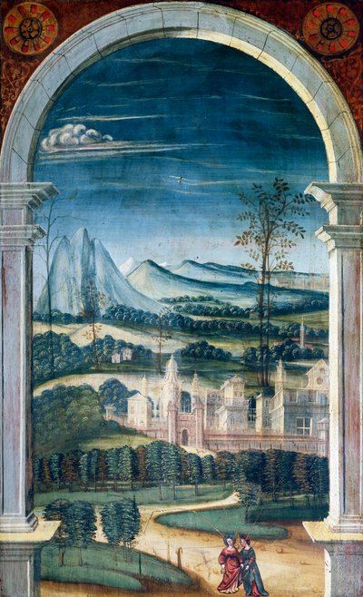 Prospettiva dipinta da Defendente Ferrari, sezione posteriore del coro del XVI secolo, Chiesa di San Girolamo, Biella, Italia da Defendente Ferrari