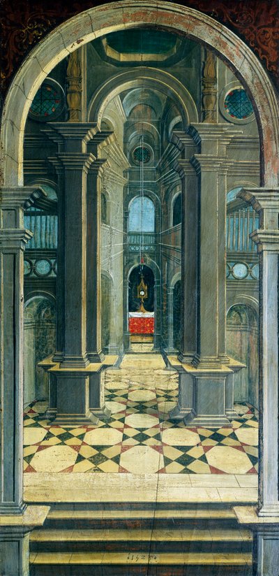 Prospettiva dipinta da Defendente Ferrari sulla parte posteriore del coro del XVI secolo, Chiesa di San Girolamo, Biella da Defendente Ferrari