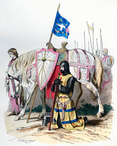 Un cavaliere che prega prima di partire per la seconda crociata, 1146 1882-1884 da Deghouy
