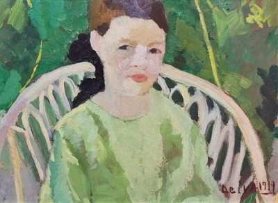 Ritratto di una donna sconosciuta in un giardino da Deiva DeAngelis