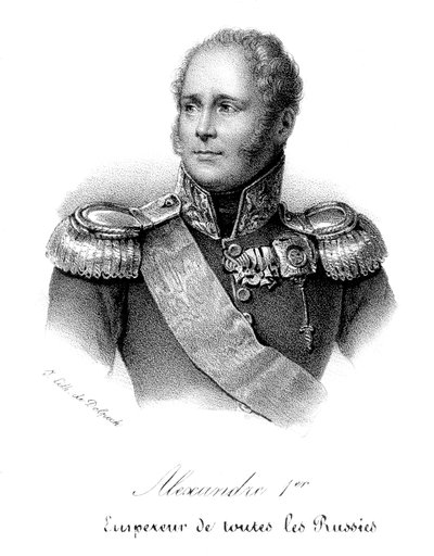 Alessandro I 1777-1825, zar di Russia dal 1801, in uniforme militare, c1830 da Delpech