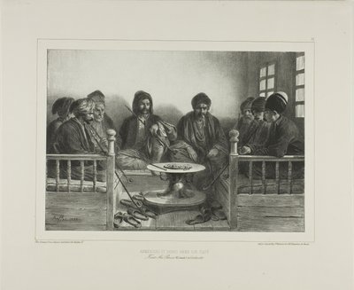 Armeni e tartari in un caffè da Denis Auguste Marie Raffet