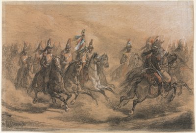 Carica di Cavalleria, c. 1840 da Denis Auguste Marie Raffet