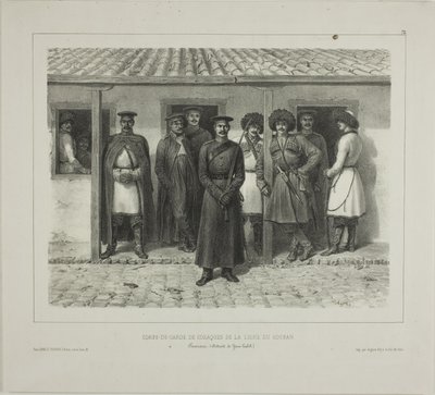 Guardie del corpo cosacche di linea, Kuban, Taman, Détroit de Yéni-Kaleb, 9 ottobre 1837 da Denis Auguste Marie Raffet