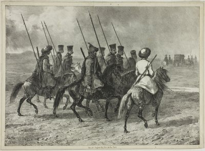 Scorta Cosacca al Confine del Kuban, Taman (Russia Centrale), 11 Ottobre 1837 da Denis Auguste Marie Raffet