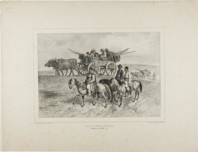 Famiglia di zingari ungheresi in viaggio, Moldavia, 19 luglio 1837 da Denis Auguste Marie Raffet