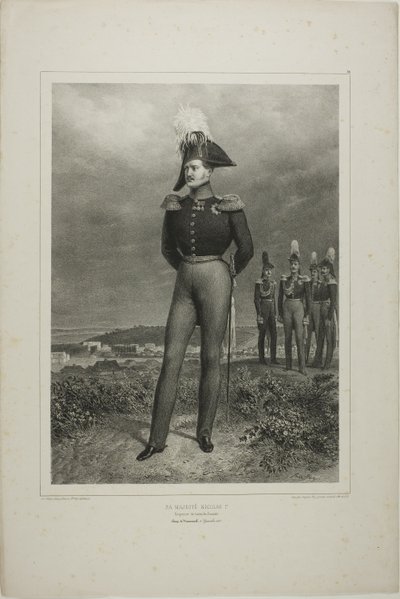 Sua Maestà Nicola I, Imperatore di tutte le Russie, Campo di Vosnessensk, 6 ottobre 1837 da Denis Auguste Marie Raffet