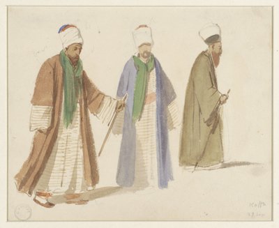 Studi di costumi di tre dervisci a Kaffa da Denis Auguste Marie Raffet
